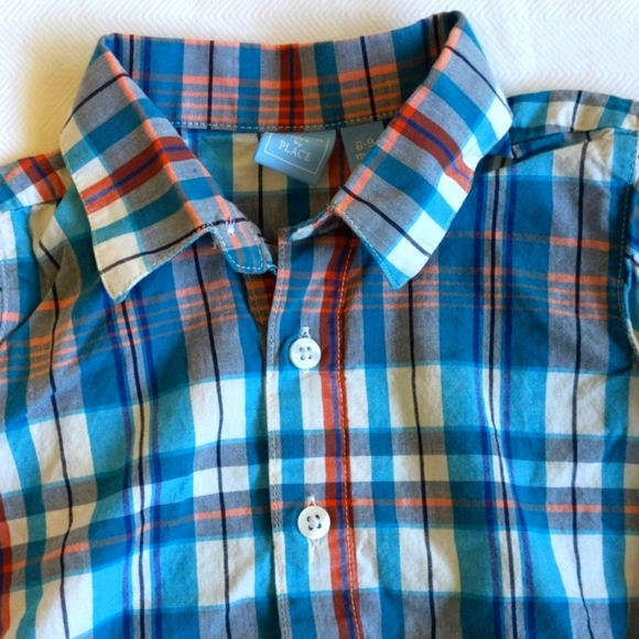 children's place plaid collared short sleeve bodysuit diaper shirt 6-9 months - Picture 4 of 6